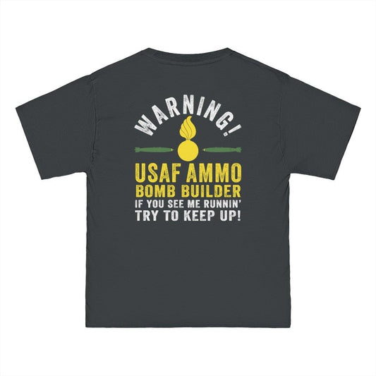 Warning USAF AMMO Bomb Builder If You See Me Running Try To Keep Up Hanes Beefy-T Short-Sleeve T-Shirt - AMMO Pisspot IYAAYAS Gear