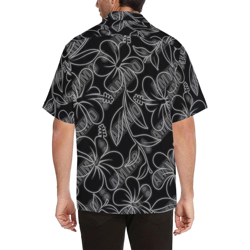 AMMO Hawaiian Shirt Black With Flowers and Diagonal AMMO and Pisspots - AMMO Pisspot IYAAYAS Gear