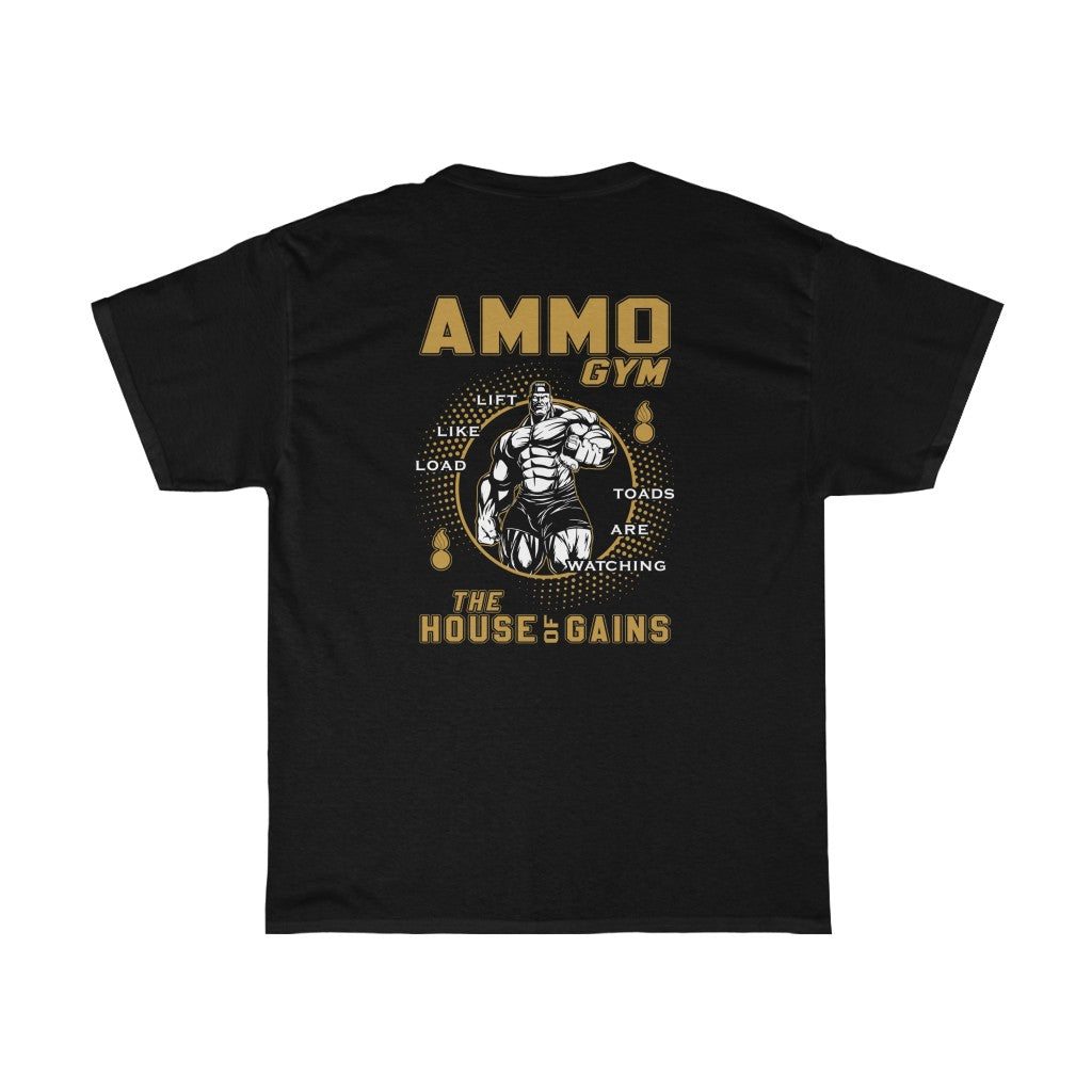 AMMO Gym Lift Like Load Toads Are Watching The House Of Gains IYAAYAS Pisspot Unisex Heavy Cotton T-Shirt