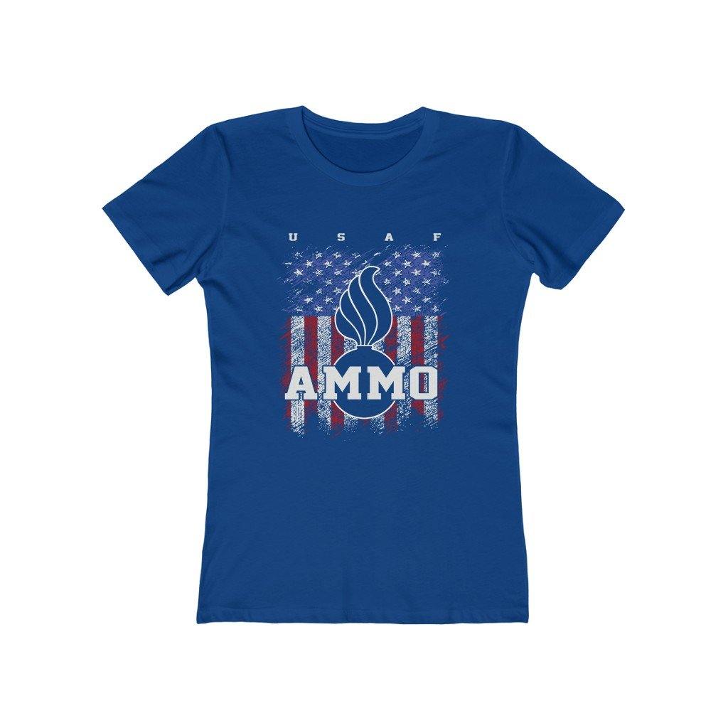USAF AMMO Grunge Diagonally Scratched American Flag Pisspot IYAAYAS AMMO Pride Women's The Boyfriend Tee - AMMO Pisspot IYAAYAS Gear