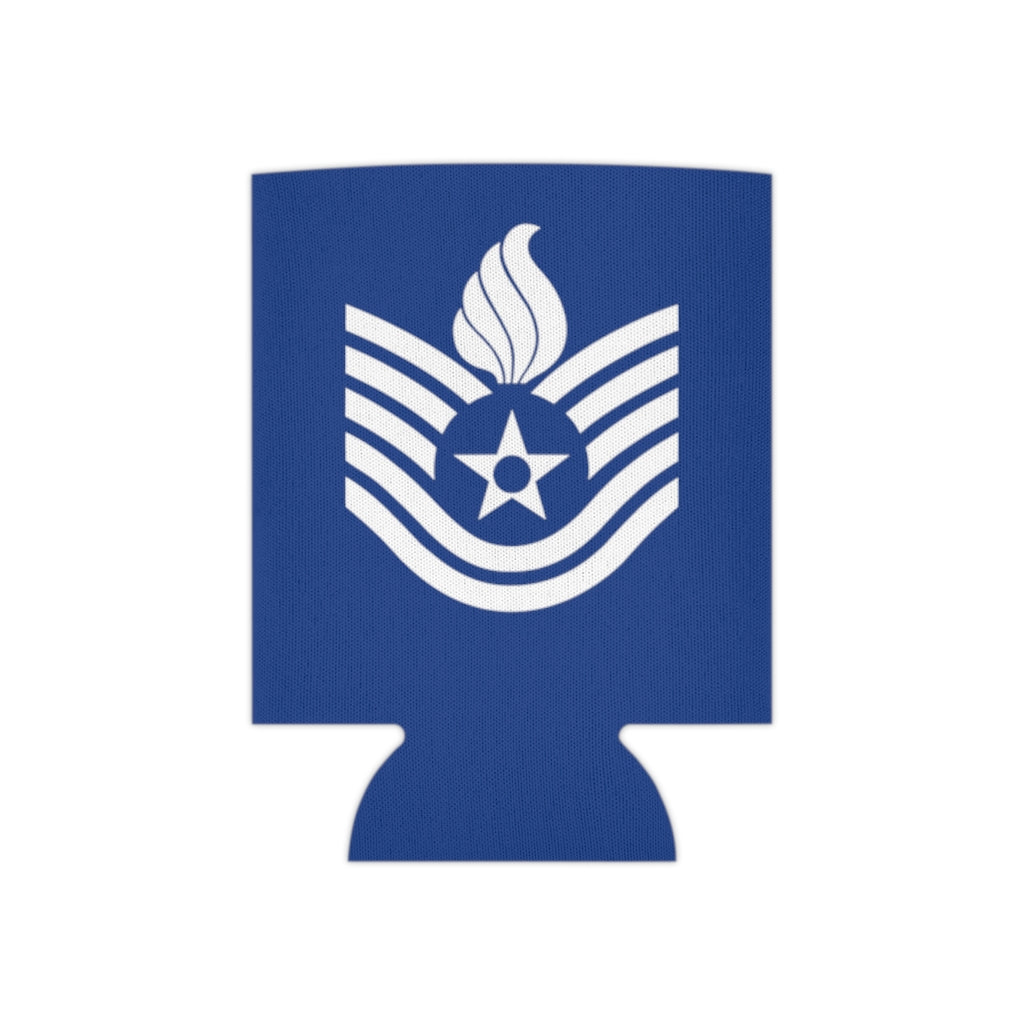 USAF AMMO White Technical Sergeant Stripes With Pisspot Flames Blue Beer Coozie Can Cooler