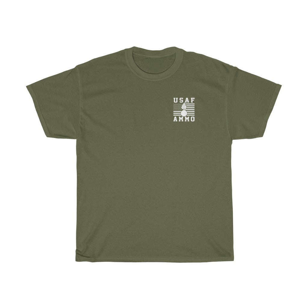 USAF AMMO Vertical American Flag Made From AMMO Words and Mottos Mens Gift T-Shirt