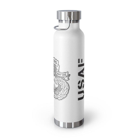 USAF AMMO Old School We Live So Others May Die Maintenance Badge 22oz Vacuum Insulated White Bottle Tumbler - AMMO Pisspot IYAAYAS Gear