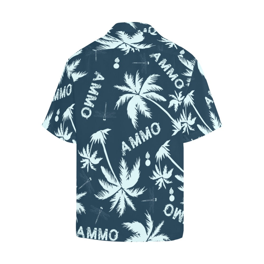 AMMO Hawaiian Shirt Tropical Palm Tree AMMO Pisspot Dragon Fly Pattern