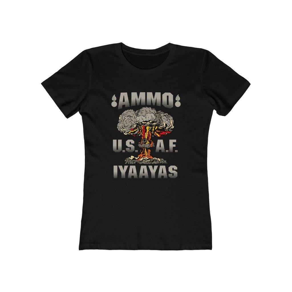 USAF AMMO Mushroom Cloud Pisspots IYAAYAS Women's The Boyfriend Tee - AMMO Pisspot IYAAYAS Gear