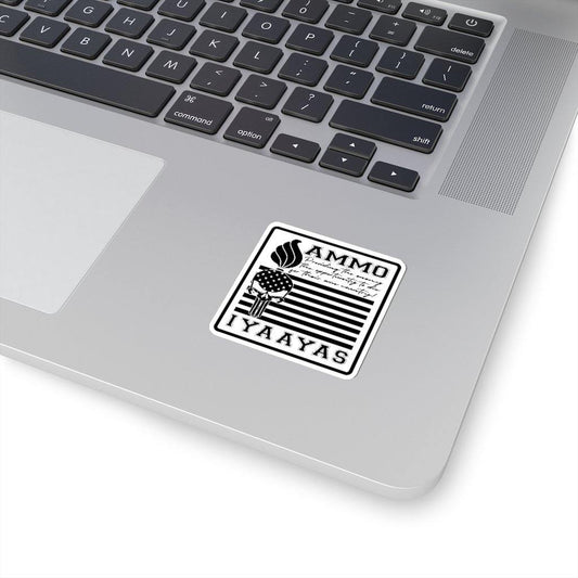 USAF AMMO Punisher Pisspot Skull Flames Flag IYAAYAS Kiss-Cut Vinyl Sticker - AMMO Pisspot IYAAYAS Gear