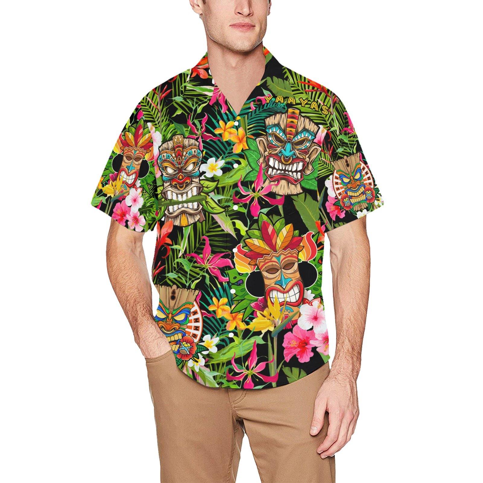 Tropical Jungle Flowers Tiki Warriors USAF AMMO Icons Hawaiian Shirt With Front Left Chest Pocket - AMMO Pisspot IYAAYAS Gear