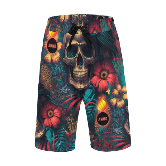 AMMO Skulls Birds Flowers and Flaming Pisspots Hawaiian Shorts