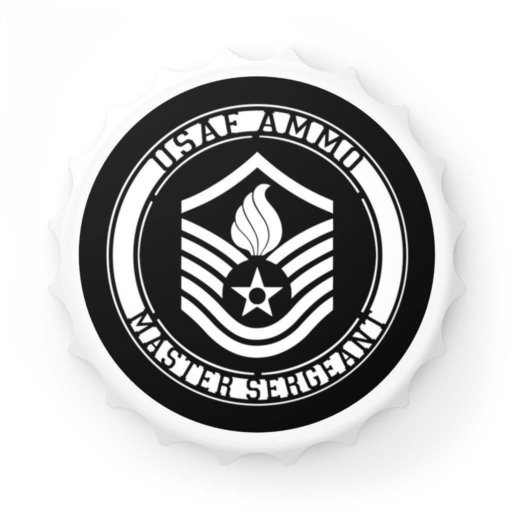 USAF AMMO Master Sergeant E-7 Rank Stripe With Pisspot Logo Magnetic Bottle Cap Opener