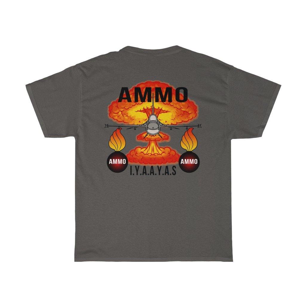 F-16 Mushroom Cloud Pisspots AMMO IYAAYAS Munitions Systems Specialist 461 2W0 Heritage Command Patch Unisex Heavy Cotton T-Shirt - AMMO Pisspot IYAAYAS Gear