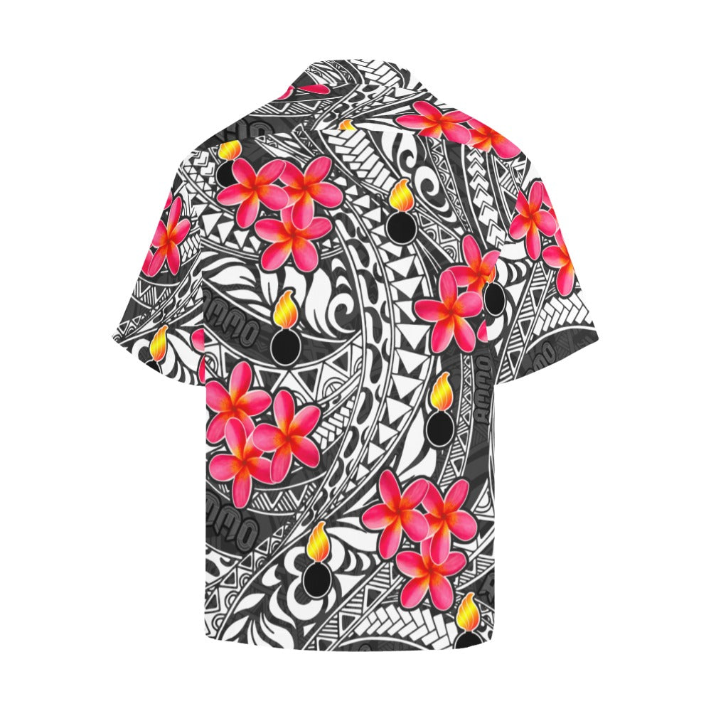 USAF AMMO Hawaiian Tribal Pattern with Plumeria Flowers Pisspots and Tribal Word AMMO All Over Hawaiian Shirt