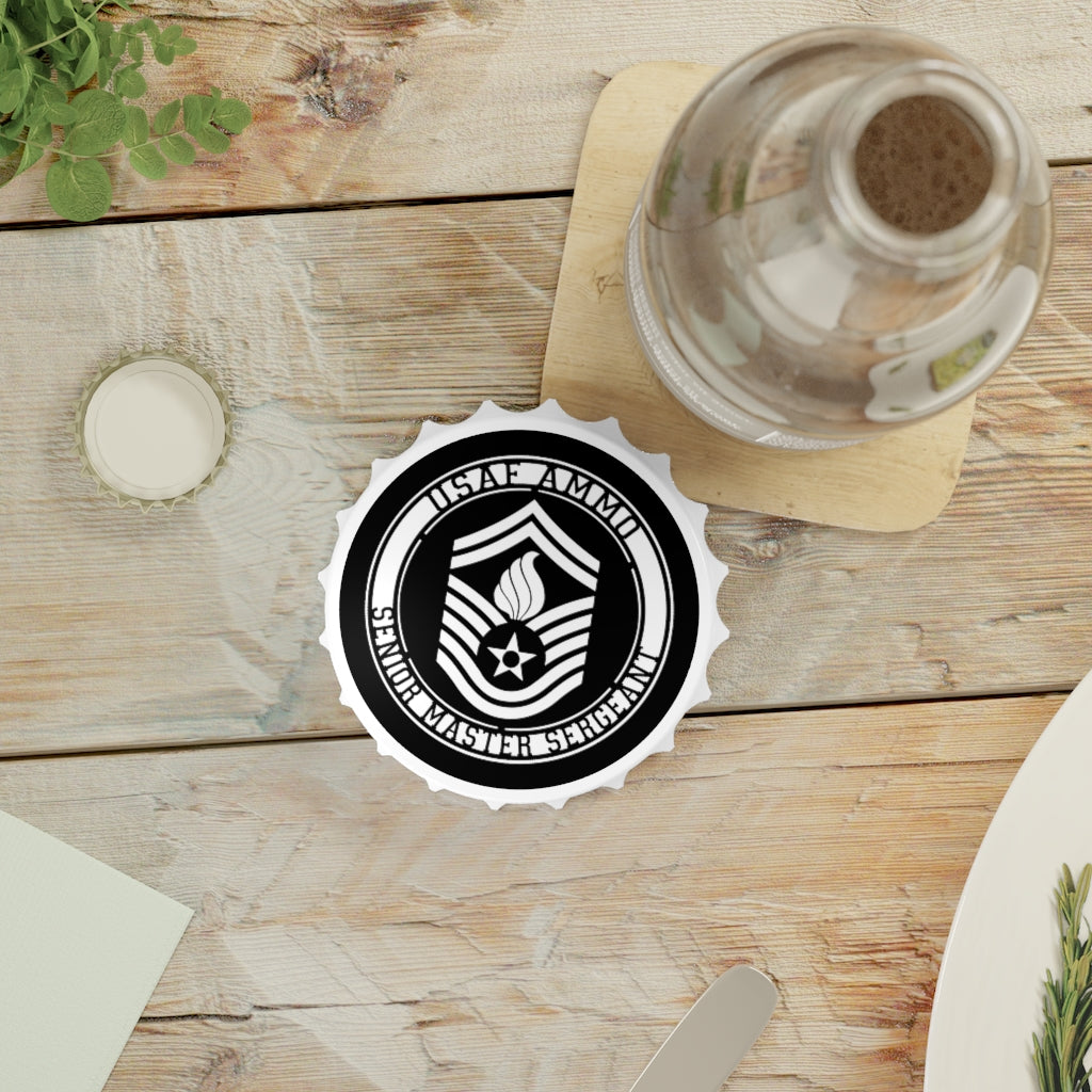 USAF AMMO Senior Master Sergeant E-8 Rank Stripe With Pisspot Logo Magnetic Bottle Cap Opener