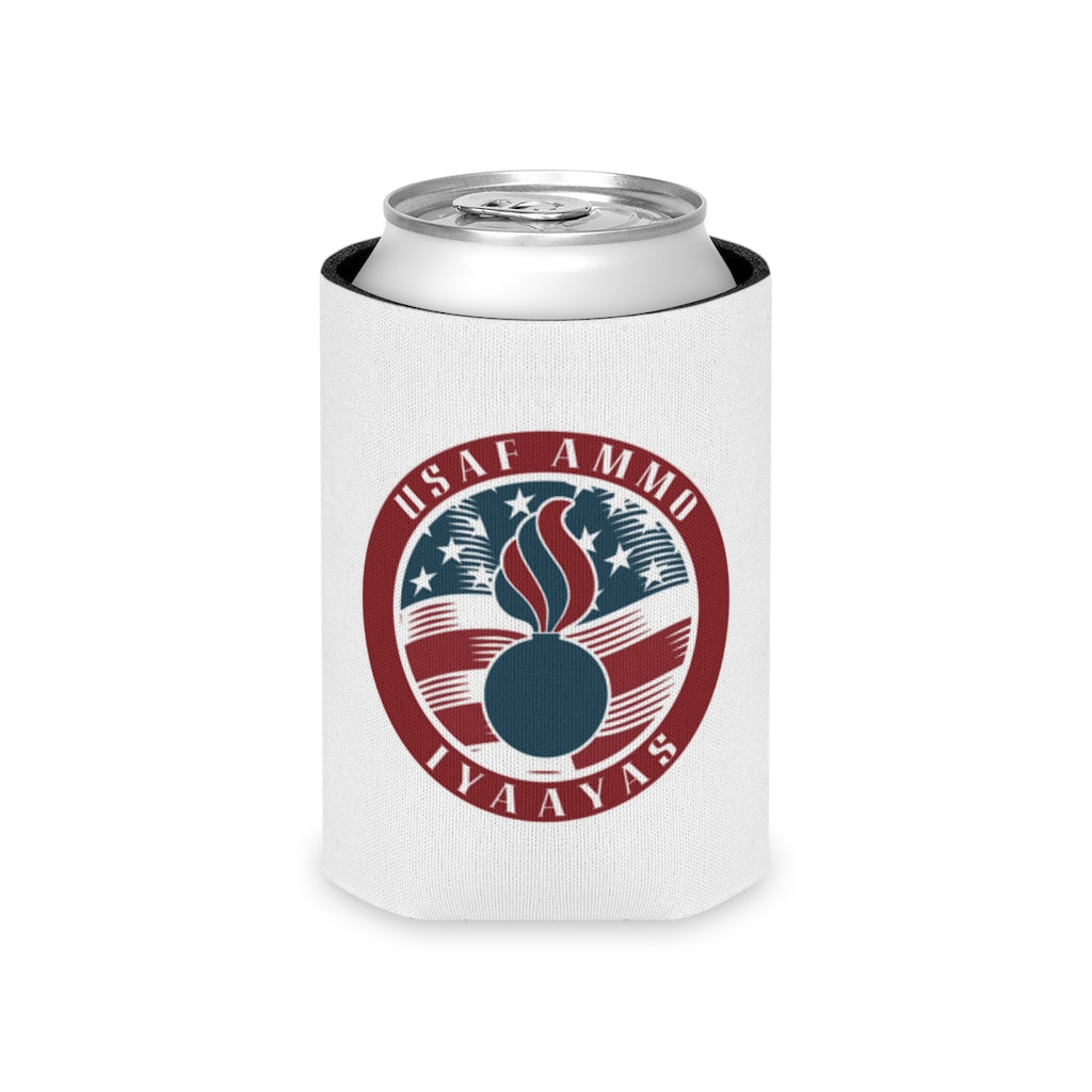 Circle American Flag USAF AMMO IYAAYAS Pisspot Logo Light Color Can Cooler