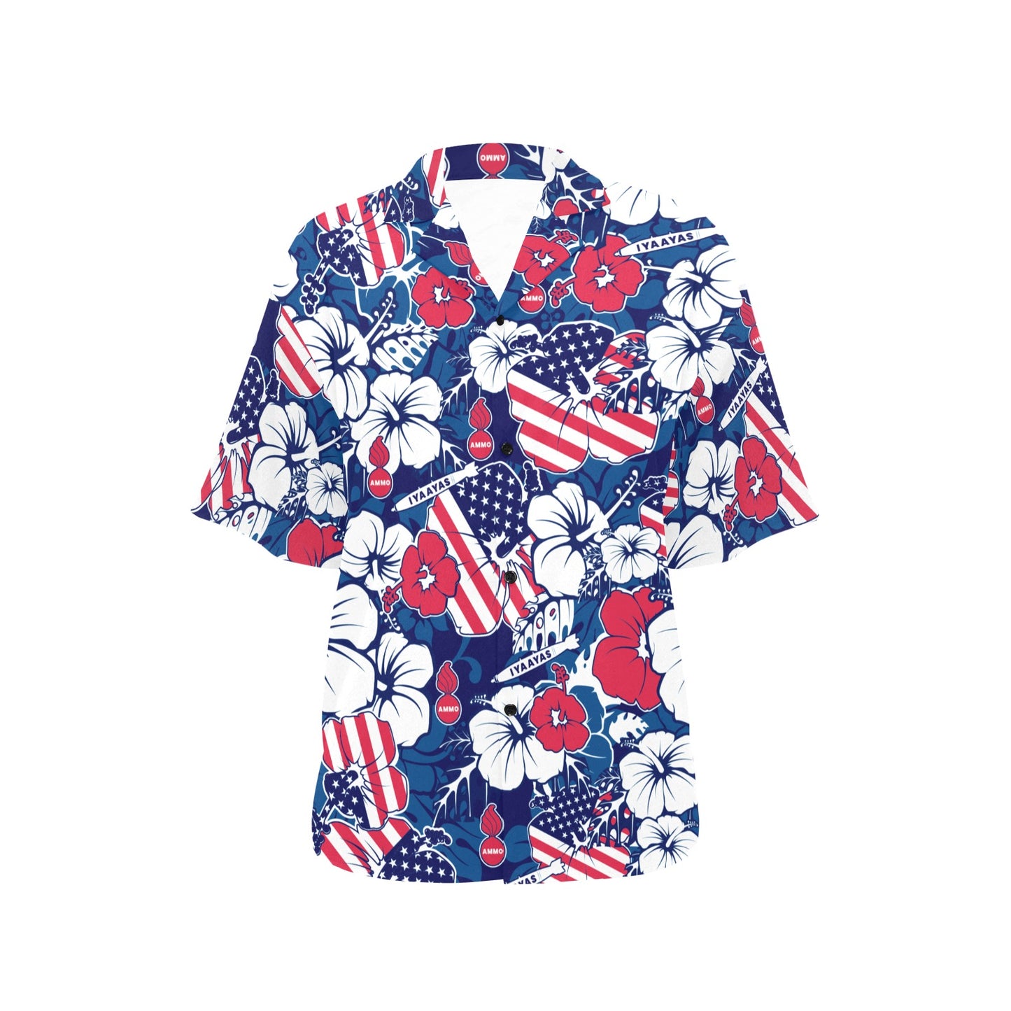 USAF AMMO Red White Blue Patriotic Womens Hawaiian Shirt