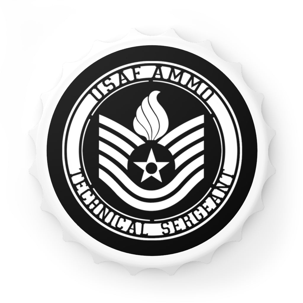 USAF AMMO Technical Sergeant E-6 Rank Stripe With Pisspot Logo Magnetic Bottle Cap Opener