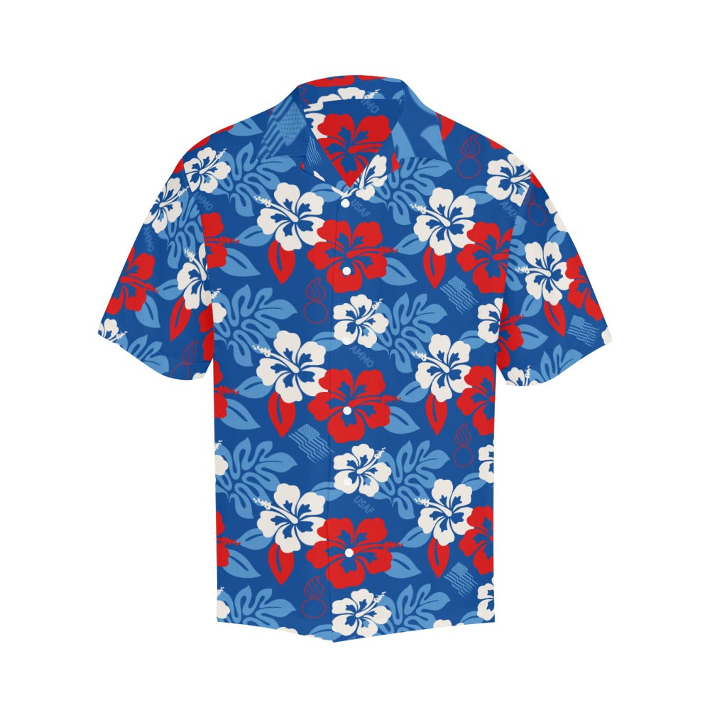 Red White and Blue American Flag Pisspot USAF AMMO Patriotic Mens Hawaiian Shirt