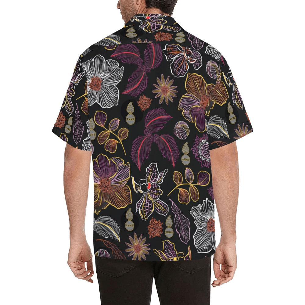 USAF AMMO Neon Flowers Leaves and Pisspots Mens Hawaiian Shirt