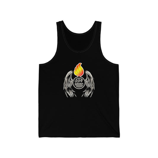 AMMO Pisspot With Wings and Circular USAF AMMO Center Logo Unisex Jersey Tank Top