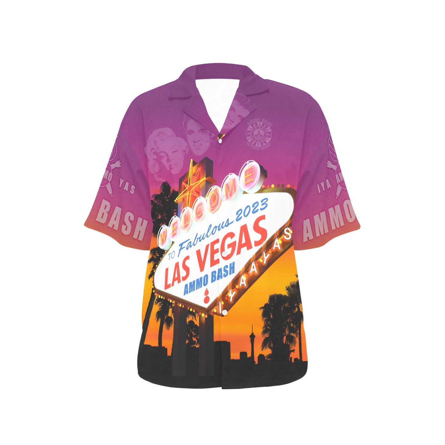 AMMO Bash 2023 AVA STAFF MEMBER ONLY Las Vegas Nevada Ellis Island Hotel Casino Brewery Womens Version Event Hawaiian Shirt