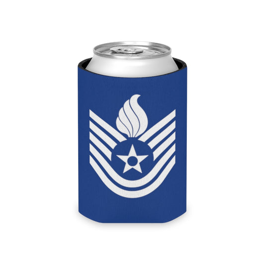 USAF AMMO White Technical Sergeant Stripes With Pisspot Flames Blue Beer Coozie Can Cooler