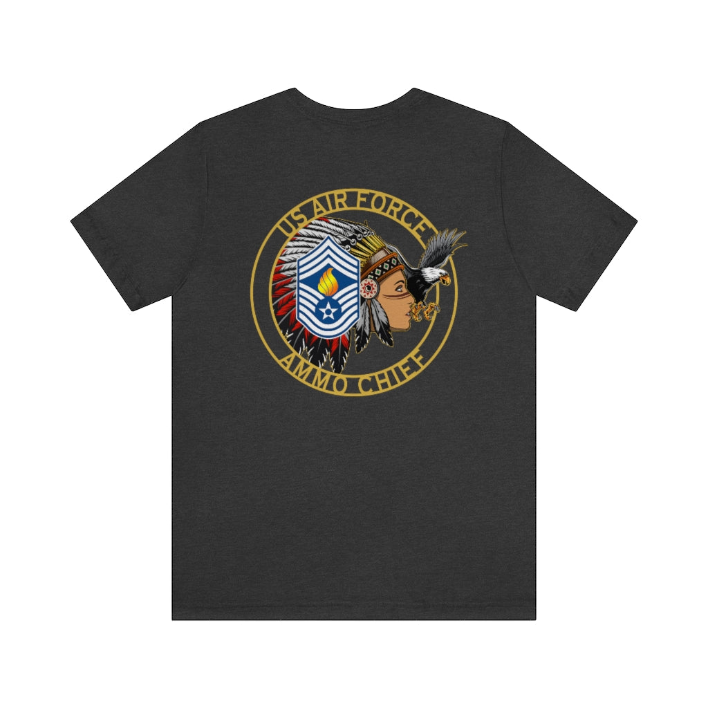 AMMO Chief Full Headdress Stripes and Pisspot Eagle (Female Chief Design) Unisex Jersey Short Sleeve Tee