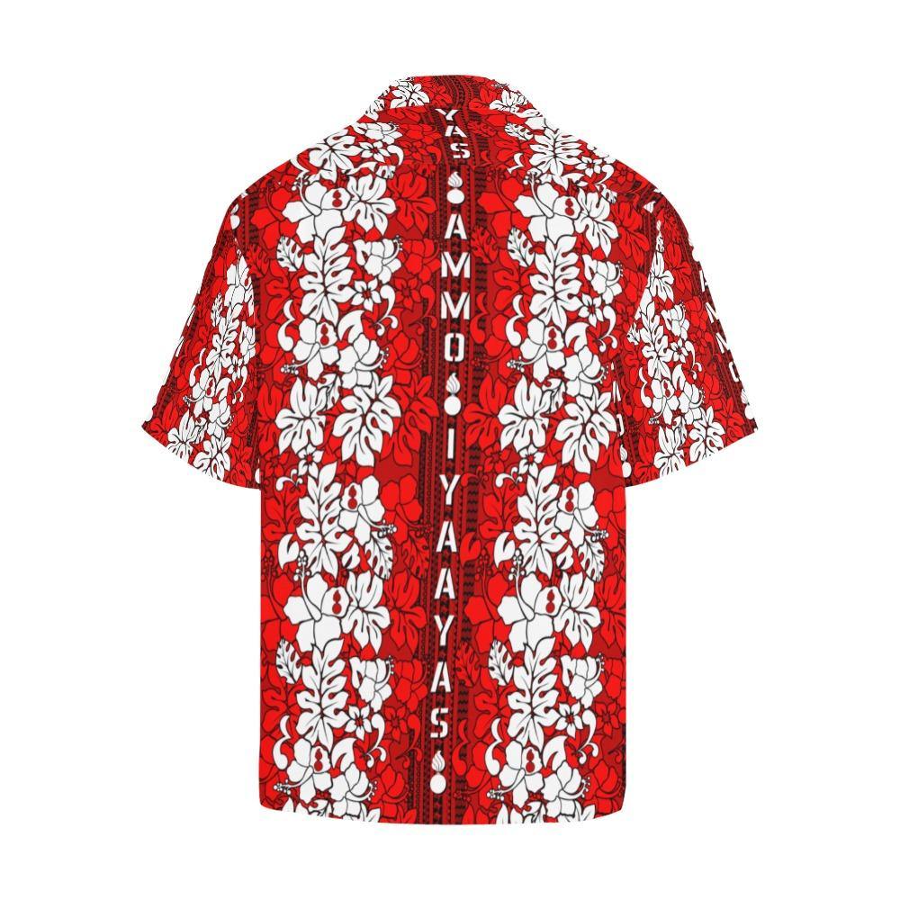AMMO Hawaiian Shirt Red and White Vertical Flower Pattern - AMMO Pisspot IYAAYAS Gear