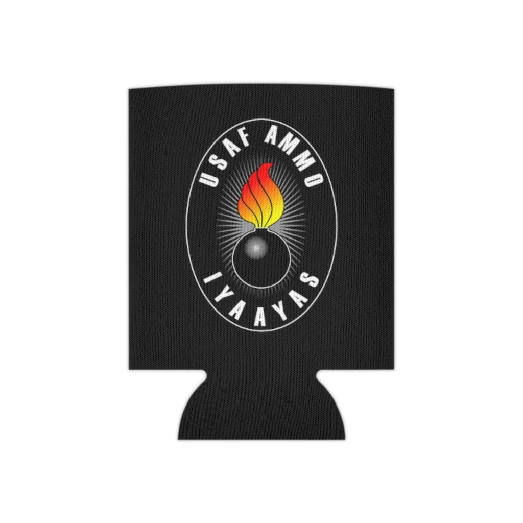 USAF AMMO Oval Shaped Logo With Flaming Pisspot Center IYAAYAS Can Cooler