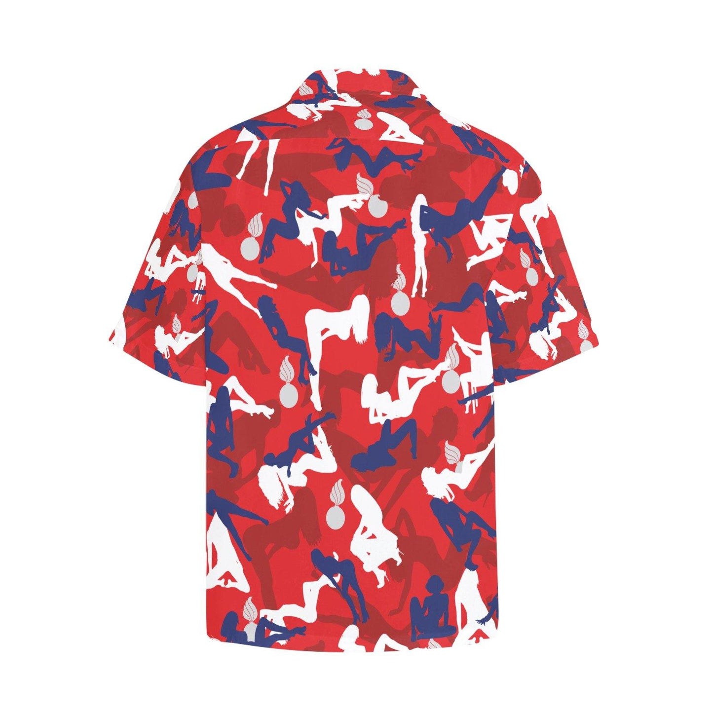 Juicy Girls and Pisspots Red White Blue Pattern AMMO Hawaiian Shirt With Front Left Chest Pocket - AMMO Pisspot IYAAYAS Gear