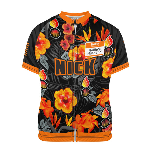 Custom Made For Nick - AMMO Orange Fire Hibiscus and Pisspots Men's Cycling Jersey