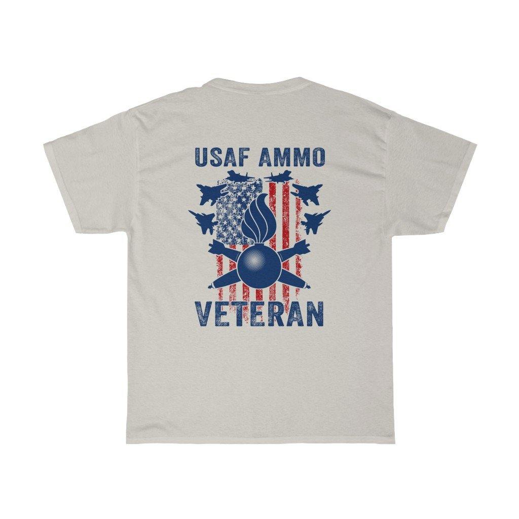 USAF AMMO Veteran Vertical American Flag F-15s Pisspot Crossed MK-82 Bombs Munitions Unisex Gift T-Shirt - AMMO Pisspot IYAAYAS Gear