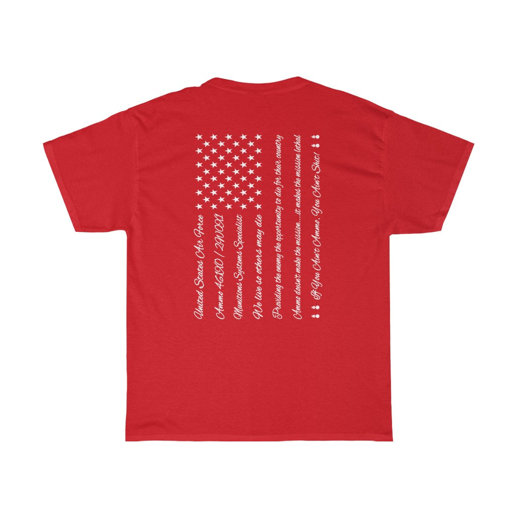 USAF AMMO Vertical American Flag Made From AMMO Words and Mottos Mens Gift T-Shirt