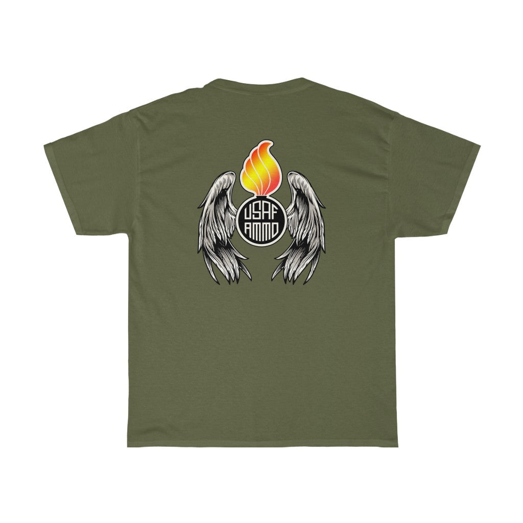 AMMO Pisspot With Two Wings and Circle USAF AMMO Logo Unisex Heavy Cotton Tee