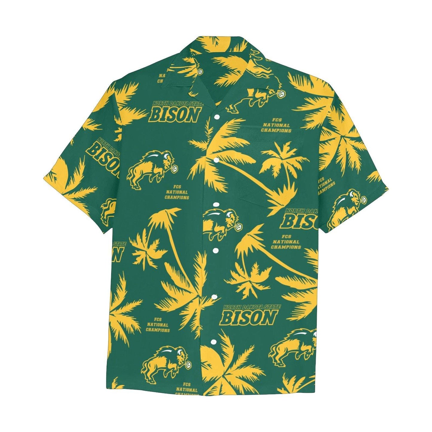 North Dakota State Bison Green Hawaiian Shirt With Front Left Pocket - AMMO Pisspot IYAAYAS Gear