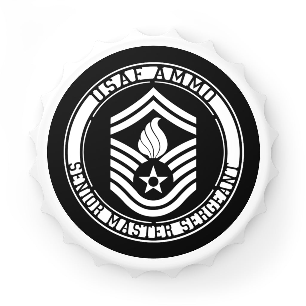 USAF AMMO Senior Master Sergeant E-8 Rank Stripe With Pisspot Logo Magnetic Bottle Cap Opener
