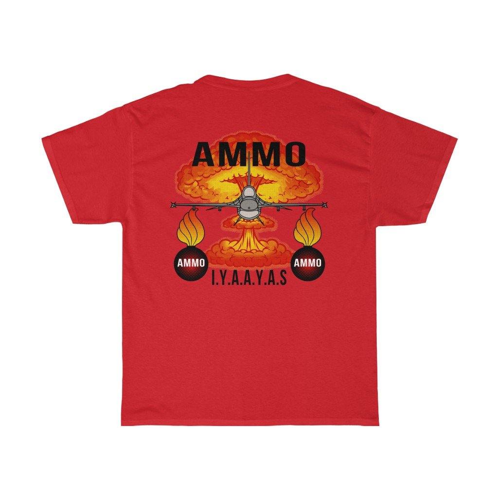 F-16 Mushroom Cloud Pisspots AMMO IYAAYAS Munitions Systems Specialist 461 2W0 Heritage Command Patch Unisex Heavy Cotton T-Shirt - AMMO Pisspot IYAAYAS Gear