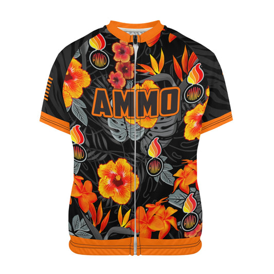 USAF AMMO Orange Fire Hibiscus and Pisspots Men's Cycling Jersey