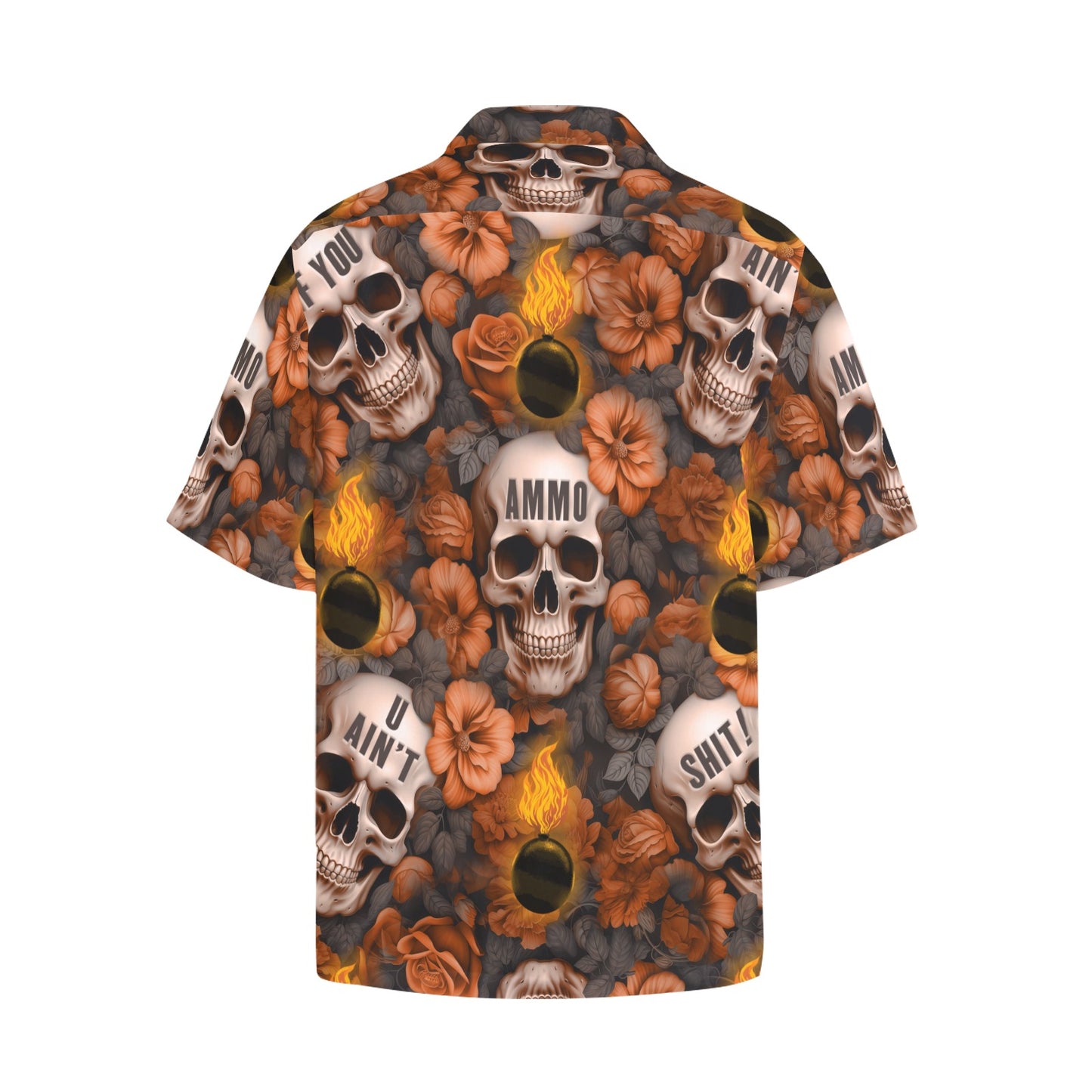 USAF AMMO Skulls Pisspots and IYAAYAS Spelled Out Mens Left Chest Pocket Hawaiian Shirt