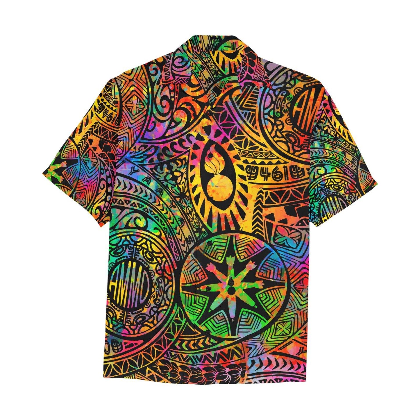 AMMO Watercolor Splatter Tribal Men's All Over Print Hawaiian Shirt With Left Chest Pocket - AMMO Pisspot IYAAYAS Gear