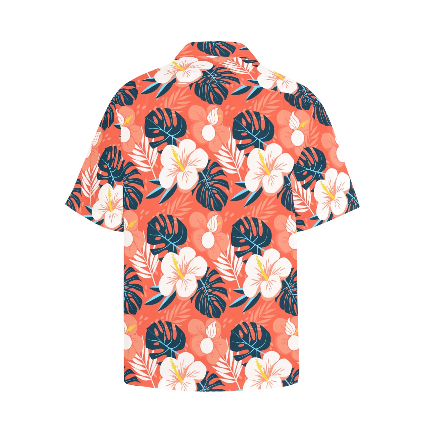 USAF AMMO Flowers Leaves and Pisspots Orange Background Mens Front Left Chest Pocket Hawaiian Shirt