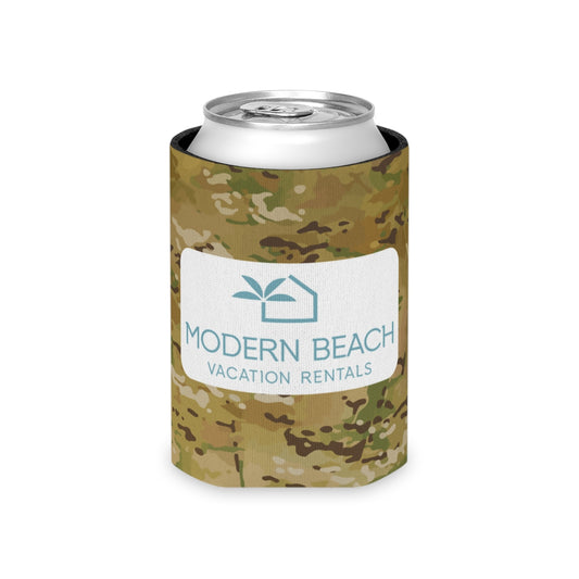 Modern Beach Vacation Rentals Basic Rectangle Logo Camouflage OCP Can Coozie Cooler