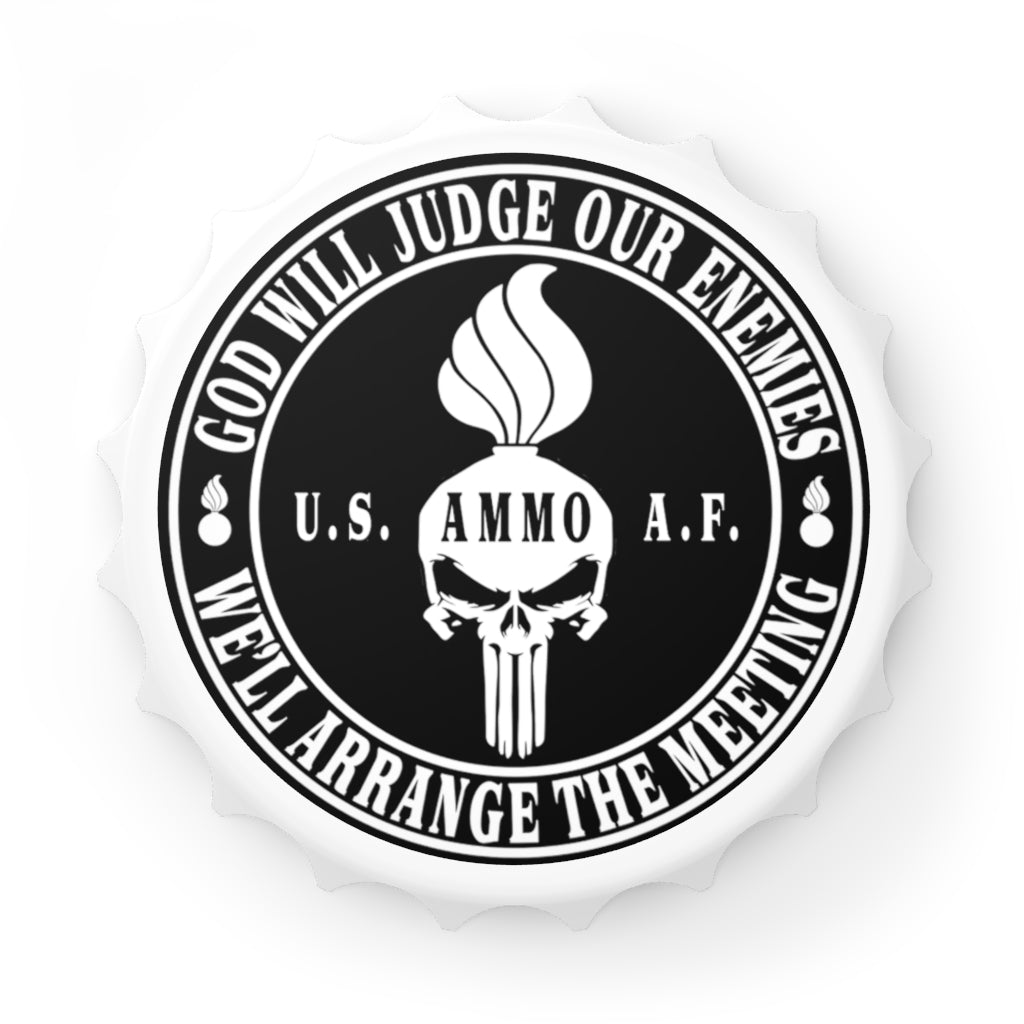 USAF AMMO Punisher Pisspot God Will Judge Our Enemies Magnetic Bottle Cap Opener