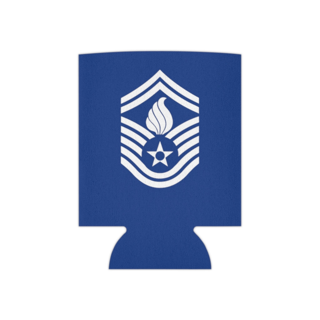 USAF AMMO White Senior Master Sergeant Stripes With Pisspot Flames Blue Beer Coozie Can Cooler