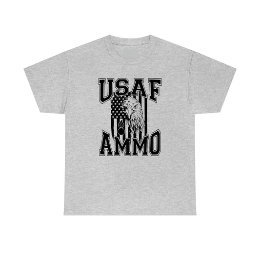 USAF AMMO Eagle Head Vertical American Flag Pisspot Light Colored Shirts Only Unisex Heavy Cotton Tee