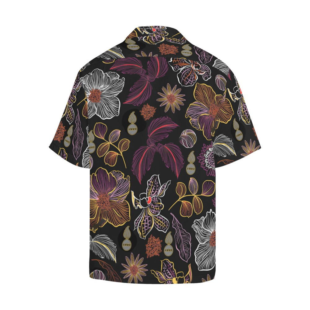 USAF AMMO Neon Flowers Leaves and Pisspots Mens Hawaiian Shirt