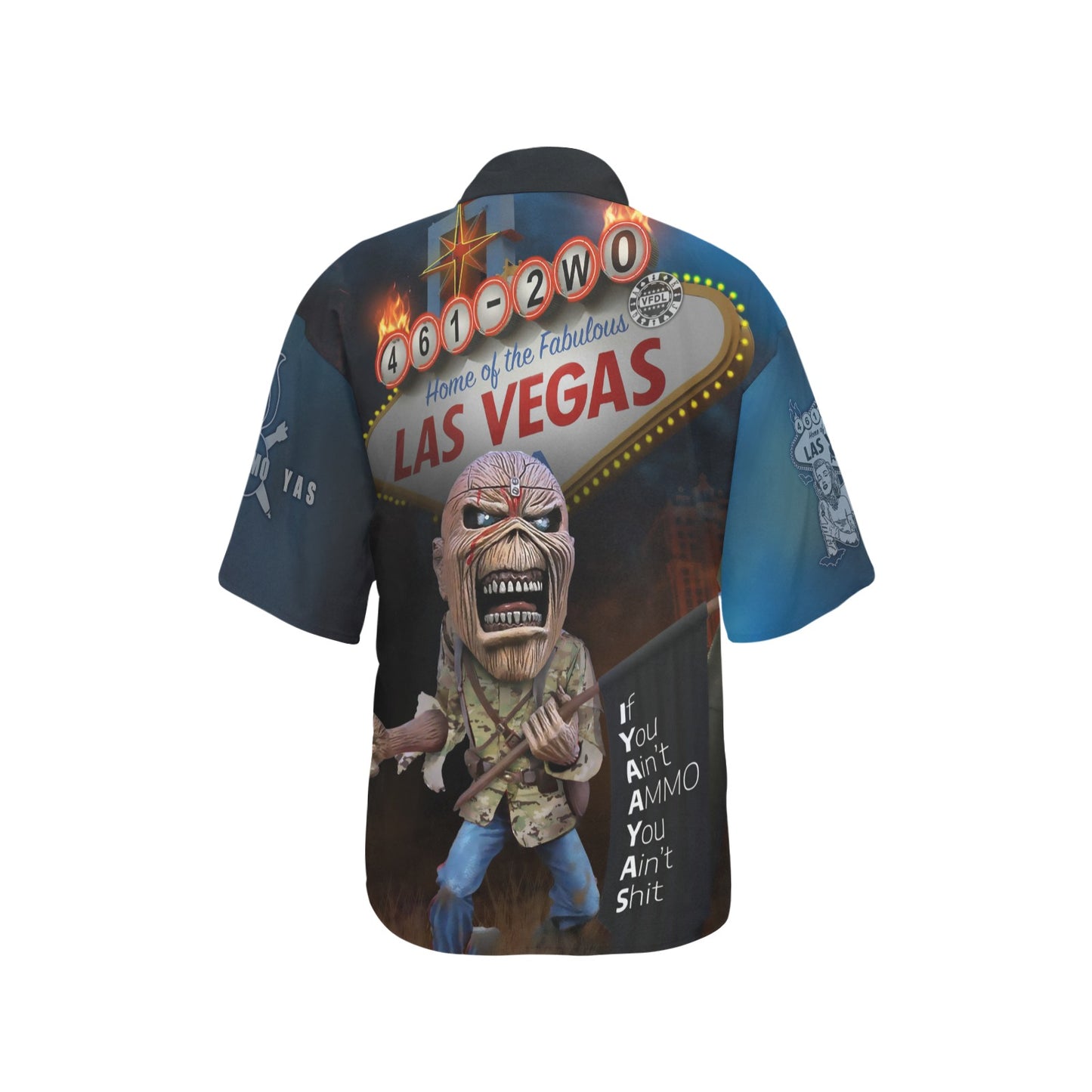 USAF AMMO Las Vegas Eddie Holding Black IYAAYAS Acronym Flag Vegas Sign Womens Hawaiian Shirt