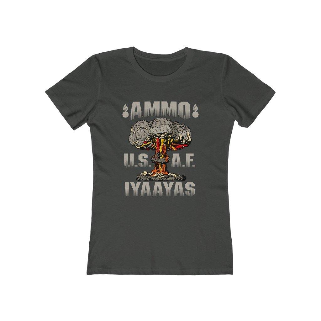 USAF AMMO Mushroom Cloud Pisspots IYAAYAS Women's The Boyfriend Tee - AMMO Pisspot IYAAYAS Gear