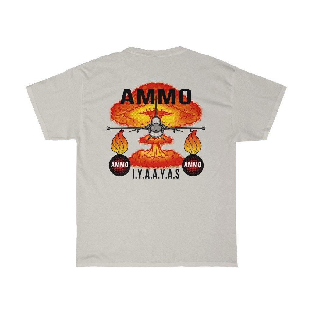 F-16 Mushroom Cloud Pisspots AMMO IYAAYAS Munitions Systems Specialist 461 2W0 Heritage Command Patch Unisex Heavy Cotton T-Shirt - AMMO Pisspot IYAAYAS Gear