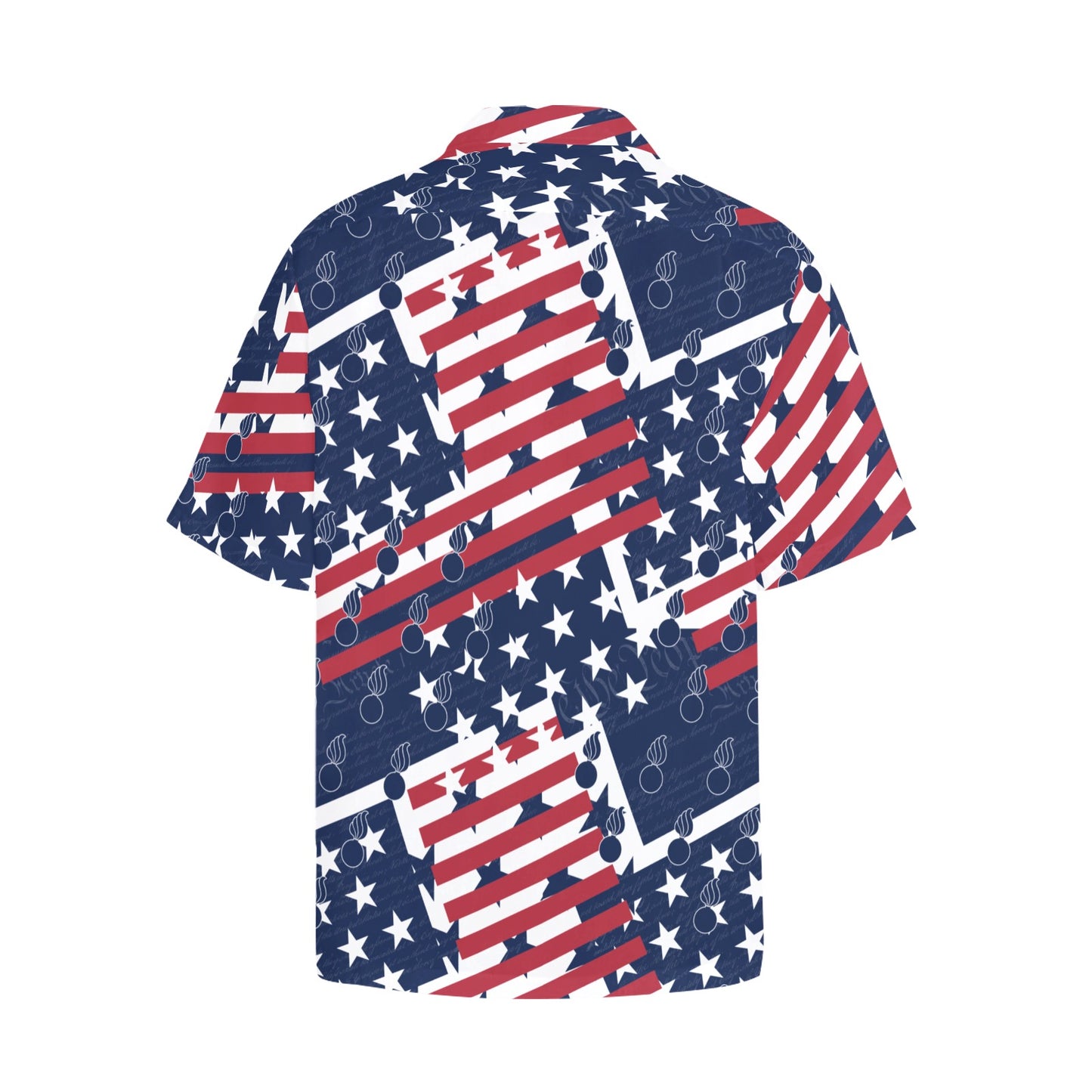 American Flag Grunge Pattern With Stars Stripes and Pisspots Mens Left Chest Pocket Hawaiian Shirt