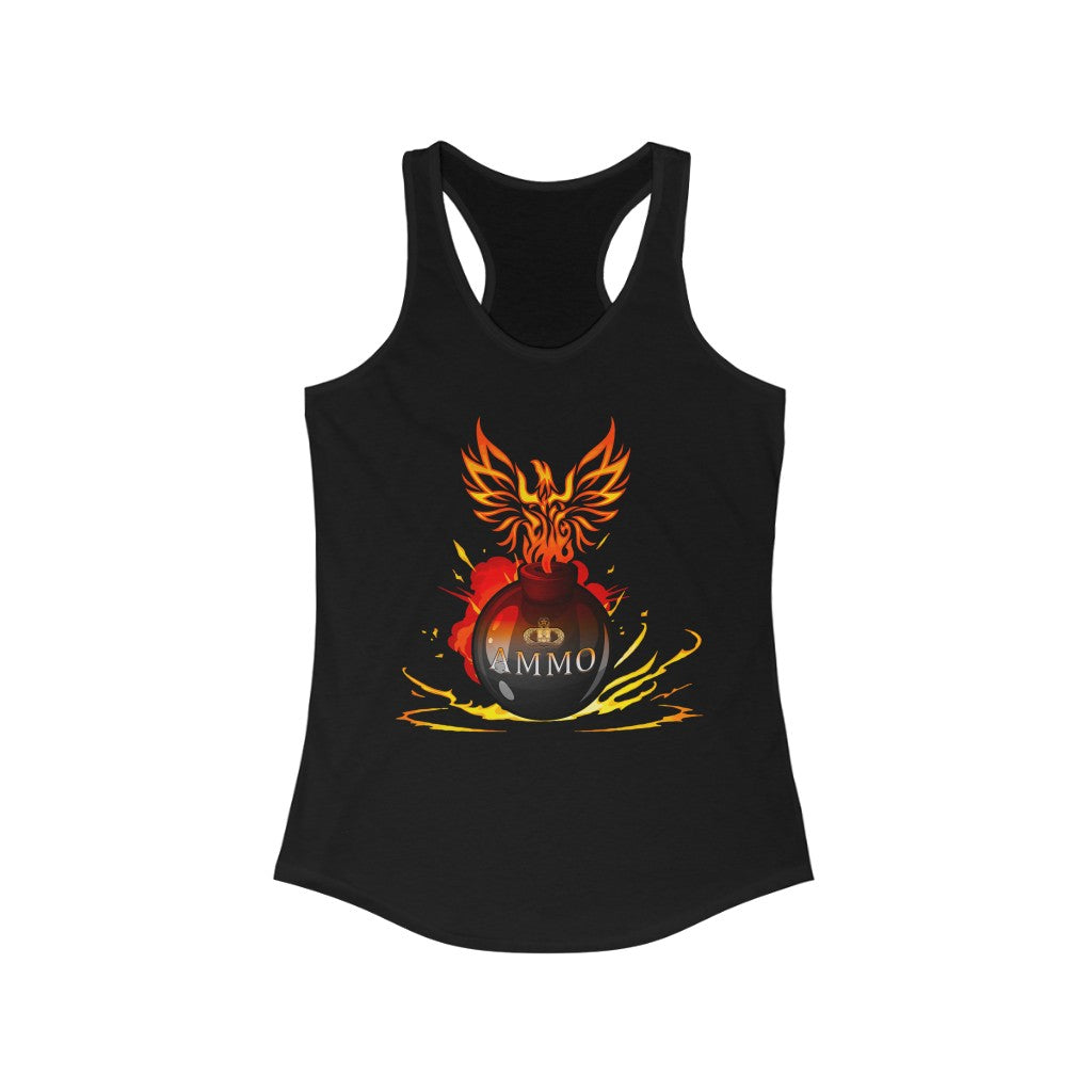 USAF AMMO IYAAYAS Pisspot Flames Phoenix Explosion Womens Ideal Racerback Tank Top