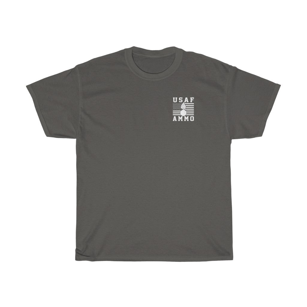 USAF AMMO Vertical American Flag Made From AMMO Words and Mottos Mens Gift T-Shirt